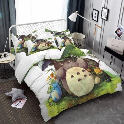 2/3 Pieces Forest Sunflower Bedding Set 3D Print Cartoon Totoro Duvet Cover Home Textile Totoro Anime Bed Cover Set Pillowcase