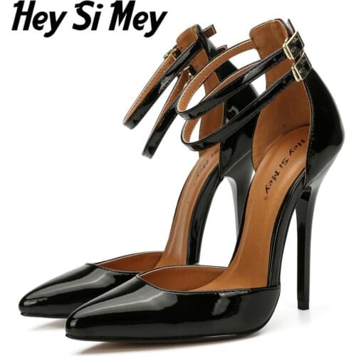 13cm Extreme High Heels Sexy 2021 Summer Shoes Ankle Straps Black Red Womens Heels Top Brand Pointed Toe Pumps Women Sandal Shoe
