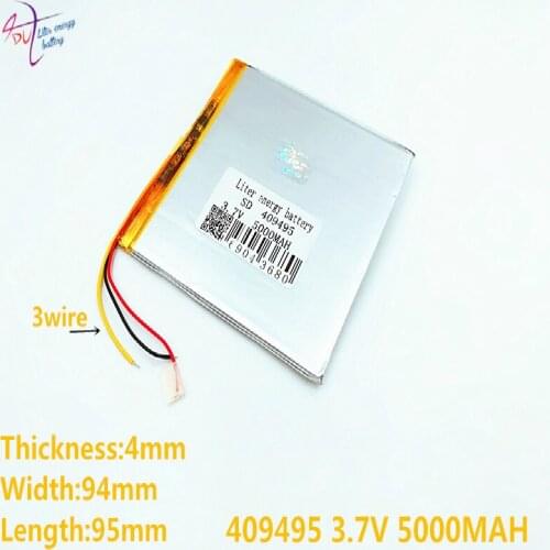 3 line Liter energy battery 409495 3.7V 409595 5000MAH (polymer lithium ion battery) Li-ion battery for tablet pc 7 8 9 inch