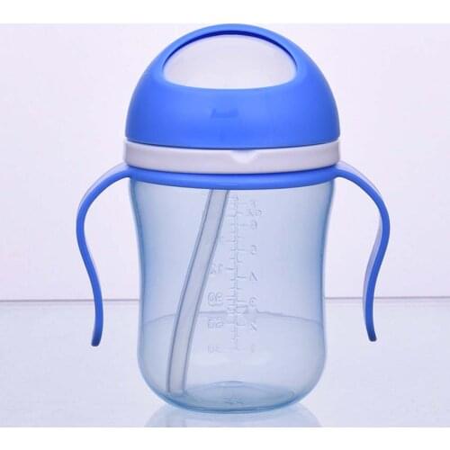 300ml Cute Baby Bottle Infant Newborn Children Learn Feeding Drinking Handle Bottle Kids Straw Juice Water Bottles Training Cup