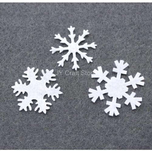 500pcs/lot Mini White Felt Snowflake Applique Patch Non-Woven Fabric Edelweiss mixed size X'mas Festival Decor, DIY Works