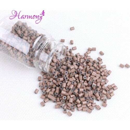 Harmony Plus Hair 8000pcs 3.4*3.0*4mm With silicone Copper tubes links beads for T tip human hair extensions tools accessories