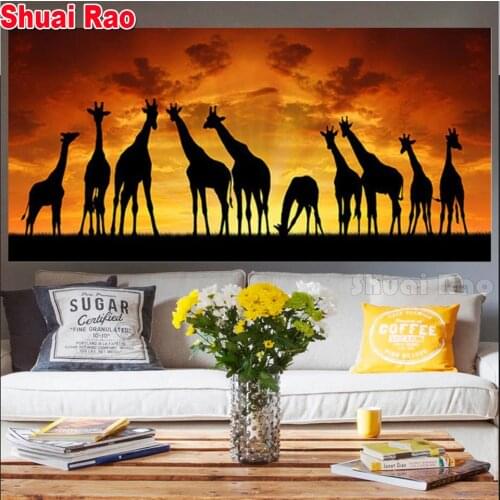 Africa giraffe art 5d Diamond Painting Round Drill 5d Diy Diamond Embroidery Cross Stitch Kit diamond art sunset landscape