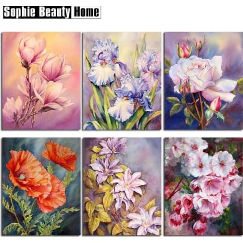 2018 New Real 5D Full Diamond Cross Stitch Beautiful Flowers Mosaic Diamond Embroidery Home Decoration Gift 051808