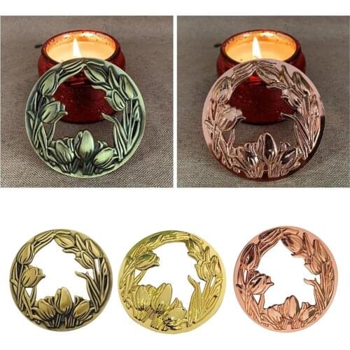 Alloy Scented Candles Art Cover Round Flower Style Hot Heat Resistant Inner Cover Home Decor
