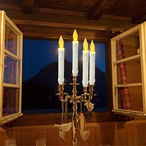 Flameless Window Taper Candles Led Battery Operated Dripless Flickering Candle Lights for Party Decorations Christ