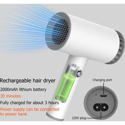 USB Cordless Hair Dryer Versatile Portable Rechargeable Hairdressing Tools Household Salon Hairdressing Electric Hair Dryer
