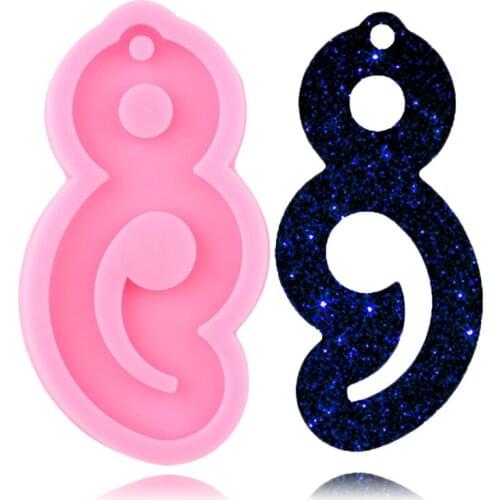 Shiny Glossy Semi Colon Shape Silicone Molds Semicolon Resin Epoxy Custom Keychains Mould Pendant Charms Making Jewelry Moulds