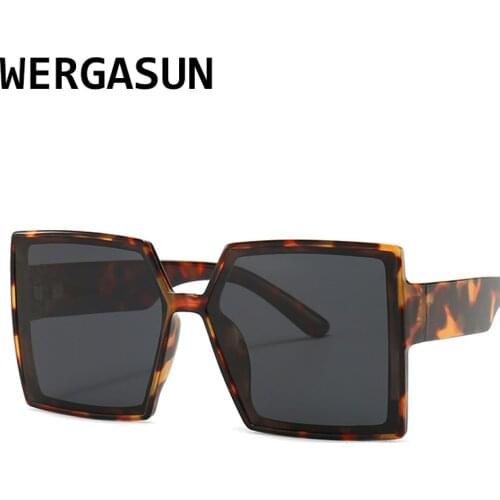 WERGASUN Oversized Ladies Sunglasses Women Square Sun Glass Retro Fashion Shopping Mirror New design Glasses