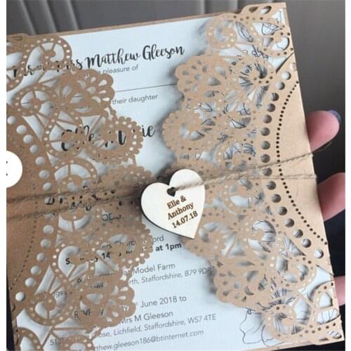 Wooden wedding heart save the day favors DIY personalized favors invitation decors 50pcs