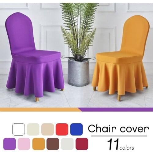 Elastic Universal Ruffled Chair Cover Wedding Hotel Banquet Dining Room Decoration Ruched Skirted Chair Covers