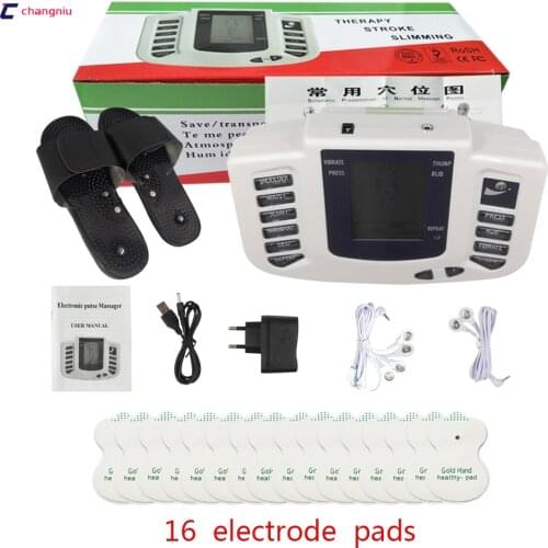 309A Hot new Electrical Stimulator Full Body Relax Muscle Therapy Massager,Pulse tens Acupuncture with therapy slipper+ 16pads