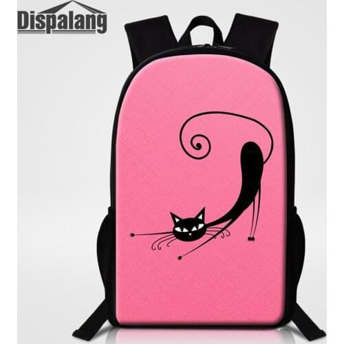 Art Pink Cat Women Fashion Backpack Animal Student Schoolbag Large Capacity Junior High School Bookbag Girl Daily Bagpack Rugtas