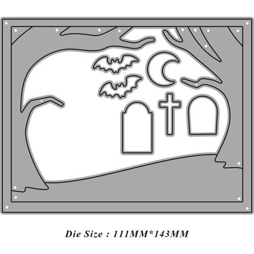 JMCRAFT Night Moon Bat Background Border #3 Metal Cutting Dies DIY Scrapbook Handmade Paper Craft Metal Steel Template Dies