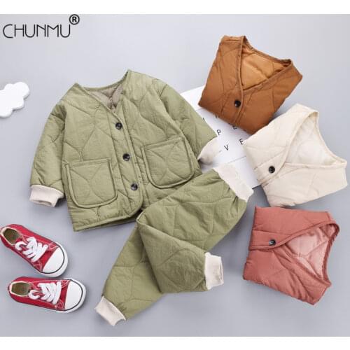 Baby Clothing Sets Children Birthday Thickened Warm Suit Boys Tracksuits Kids Sport Suits Cotton Coat +Pants 2pcs Set