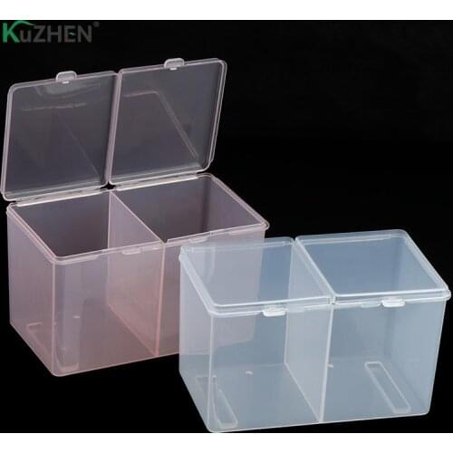 1pc Twin Well Empty Grids Container Portable Storage Case Wipe Pads Cotton Swab Rods Makeup Tools