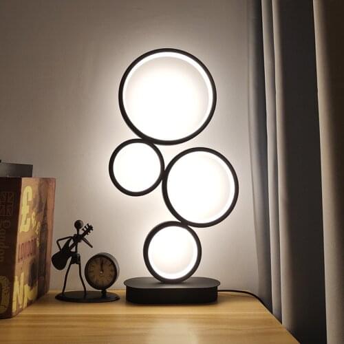 Circular Ring Table Lamp LED Light 42W 3Light Colous Reading Bedside Living Room Home Ofiice Bedroom Decoration EU/AU/US/UK Plug