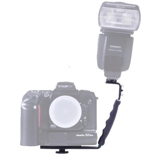 L-Shape Bracket Holder with 2 Hot Shoe For Flash Light Camera Mini DV Camcorder