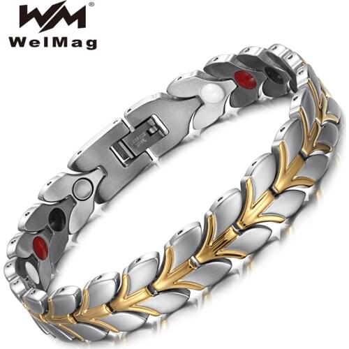 WelMag Hot Sale Stainless Steel Magnetic Bracelet Pressure Relieve Fatigue Bracelets & Bangles Femme Christmas Gifts