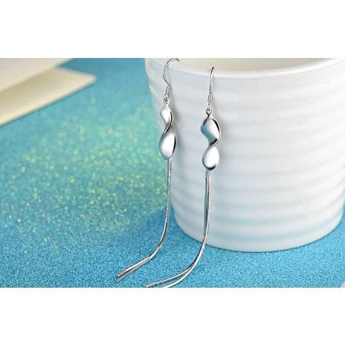 Fashion new s-ilver earrings long tassel earrings simple female earrings couple gift