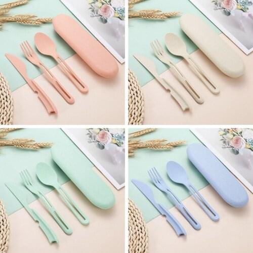 Wheat Straw Dinnerware Sets Fork Spoon Knife Set Utensil Travel Eco-Friendly Portable Tableware For Kitchen Cutlery Set 3 in 1