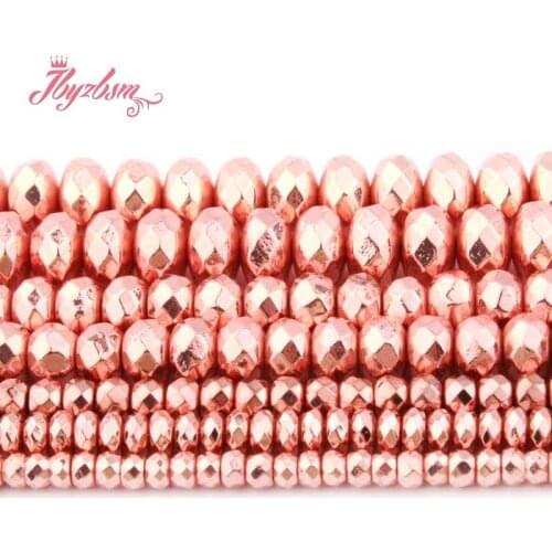 Natural Hematite Heishi Faceted Rose Gold Stone Beads 2x3/4x6/5x8mm For DIY Necklace Bracelet Jewelry Making 15" Free Shipping