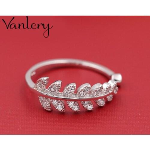 Luxury Brand Zircon Leaf Rings For Women Wedding Statement Jewelry Valentines Gifts Lover Finger Ring