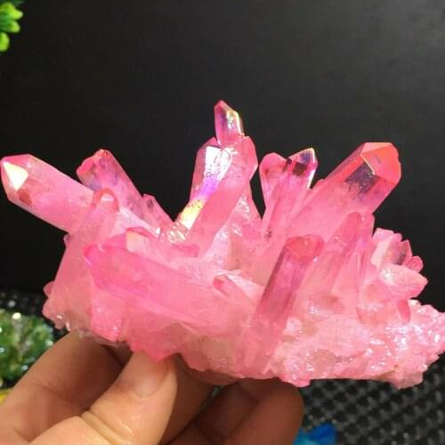 Rose flame Aqua Aura Quartz Crystal vug Rainbow Titanium Bismuth Silicon Cluster