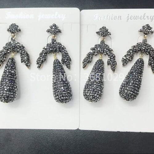 Europe and the United States exaggerated black Rhine stone earrings earrings sparkling personality wild luxury nightclub