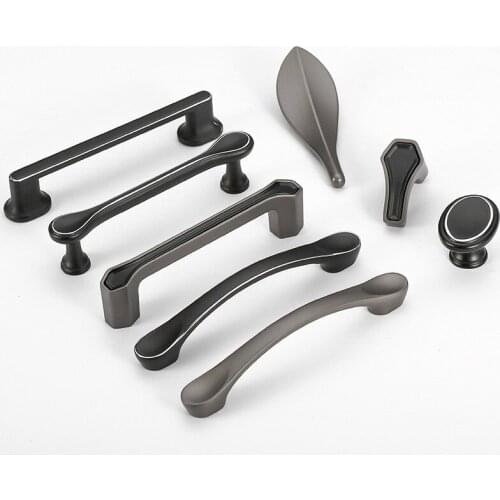 Gray Zinc Alloy Cabinet Door Knob Modern Wardrobe Drawer Furniture Handle Hardware Decoration
