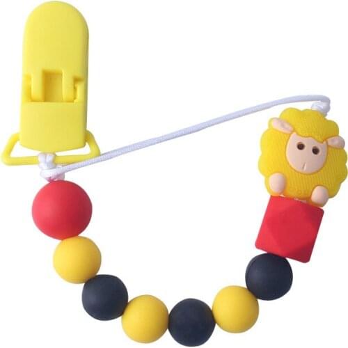 BPA Free Silicone Dummy Pacifier Clips Chain Mini Sheep Pendant Nursing Teething Gift for Newborn Baby Boy Girl