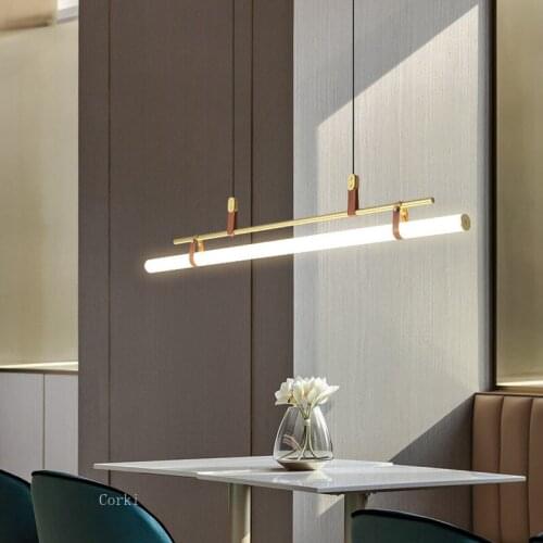 Modern LED Horizontal Long Wire Pendant Light Bar Dining Room Kitchen Hanging Lamp Suspension Light Office Workbench Decor