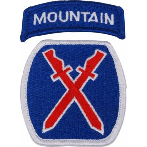 US 10TH MOUNTAIN DIVISION NEW BLUE PATCH W/TAB 2 PIECE