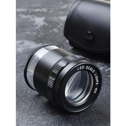 Magnifying glass HD led portable desktop with light, coin identification printing dots with scale