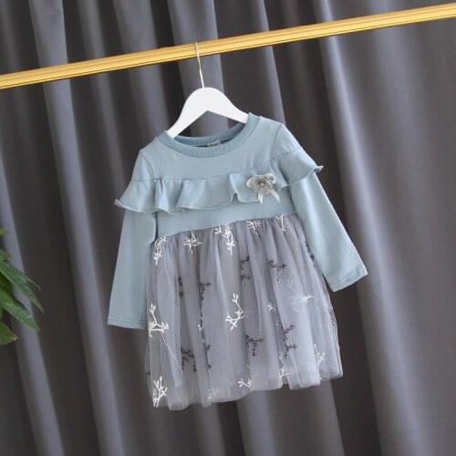 2020 Girls Spring Princess Dress Baby Toddler Children Mesh Long Sleeve Flower Dresses