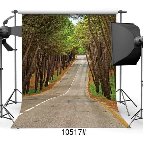Cement Road Green Forest Vinyl Photography Background For Portrait Baby Shower Backdrops Adult Photo Shoot Booth Studio
