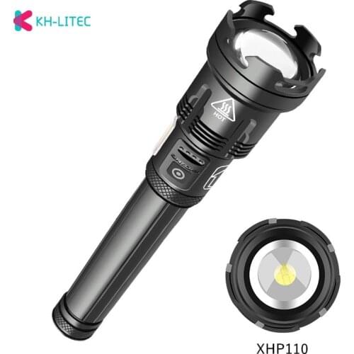 Brightest XHP110+COB Led Flashlight USB Rechargeable Waterproof Flashlight Torch Portable Lantern Use 26650 Battery Camping Fish