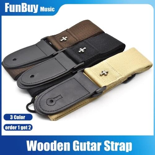 Order 1pcs Free 1pcs Vintage Cross Personality Leather Ends Guitar Strap with Pick Pocket for Electric Acoustic Folk Guitarra