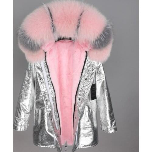 Winter Jacket Women Brand 2020 Parka Real Fur Coat Natural Fox Fur Collar Warm Loose Black Faux Fur Liner Long Coat Detachable