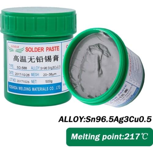 1 Bottle High Temperature Lead-Free Solder Paste Zero Halogen SMT Solder Paste Tin Silver Copper Solder Paste Sn96.5Ag3Cu0.5