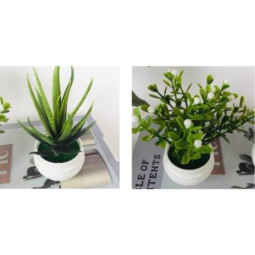 1*Artificial Potted Plant 14*8cm Realistic Artificial In Pot Fake Flowers Potted Plants Bonsai Home Garden Decor