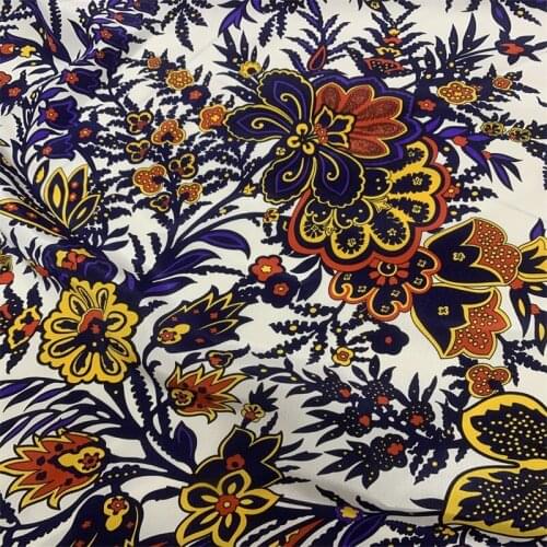 140CM Wide 19MM Print White Silk Crepe de Chine Fabric for Summer Dress Shirt Cheongsam Suit Pants G035