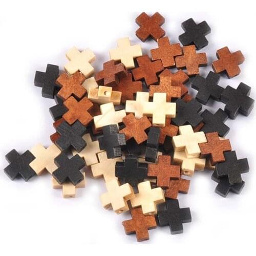 15x15mm 50Pcs Mixed Cross Unfinished Wooden Handmade Supplies Wood DIY Craft Scrapbook Home Decor Ornaments Accessories M2673