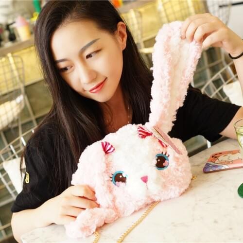 2019 New Cute Plush Purse Cartoon Animals Shape Crossbody Bag Rabbit Bear Shoulder Messenger Bag New