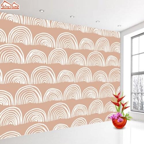 3d Cartoon Rainbow Shape Circle Wall Papers Home Decor Colorful Simple Stripe Wallpapers for Living Room Girl Kids Walls Murals