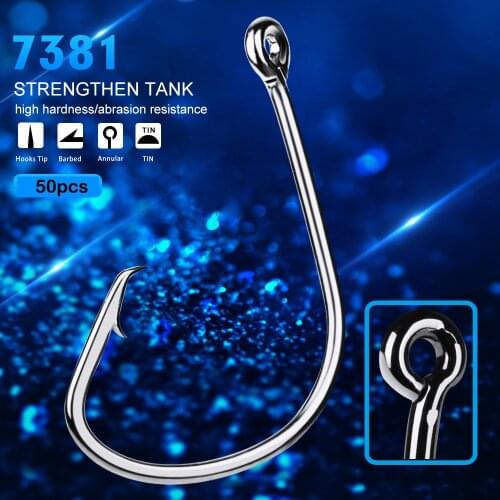 50pcs Fishing Hooks Set Barbed Single Circle Carp Hook Sea Fishinhook Fly Fishing Accessories Tackle Jig Hook High Carbon Steel