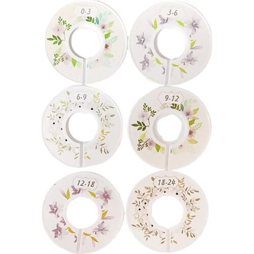 6pcs Baby Clothes Size Dividers Round Plastic Clothing Hanger Separation Circle Size Buckles for Wardrobe Shopping Mall
