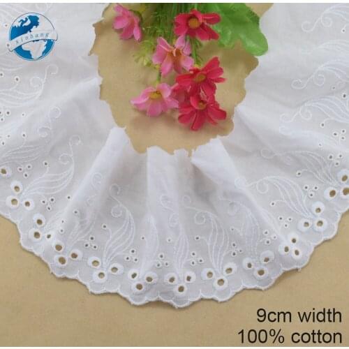 9cm wide 100% Cotton embroidery lace sewing ribbon guipure trim wedding decoration DIY dolls colthes Accessories lace #4193