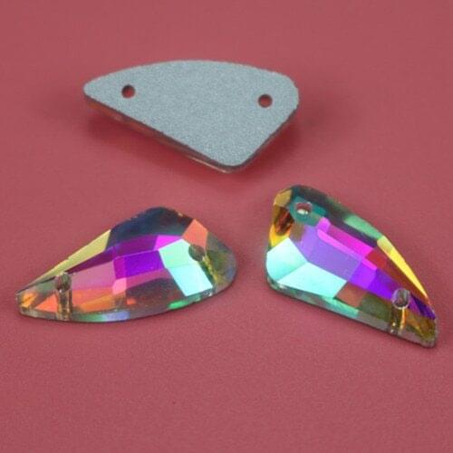 9x17mm 12x23mm Pepper Shape Sew on Glass Crystal AB Color Rhinestones Flatback 2 holes glass sewing beads For Diy