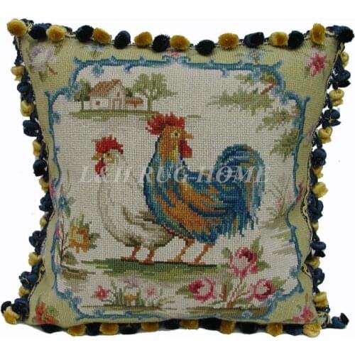 Free Shipping a pair of 10K 16"X16" Handmade Woolen Needlepoint pillow cushion, hand knotted cushion, NO INSERTION